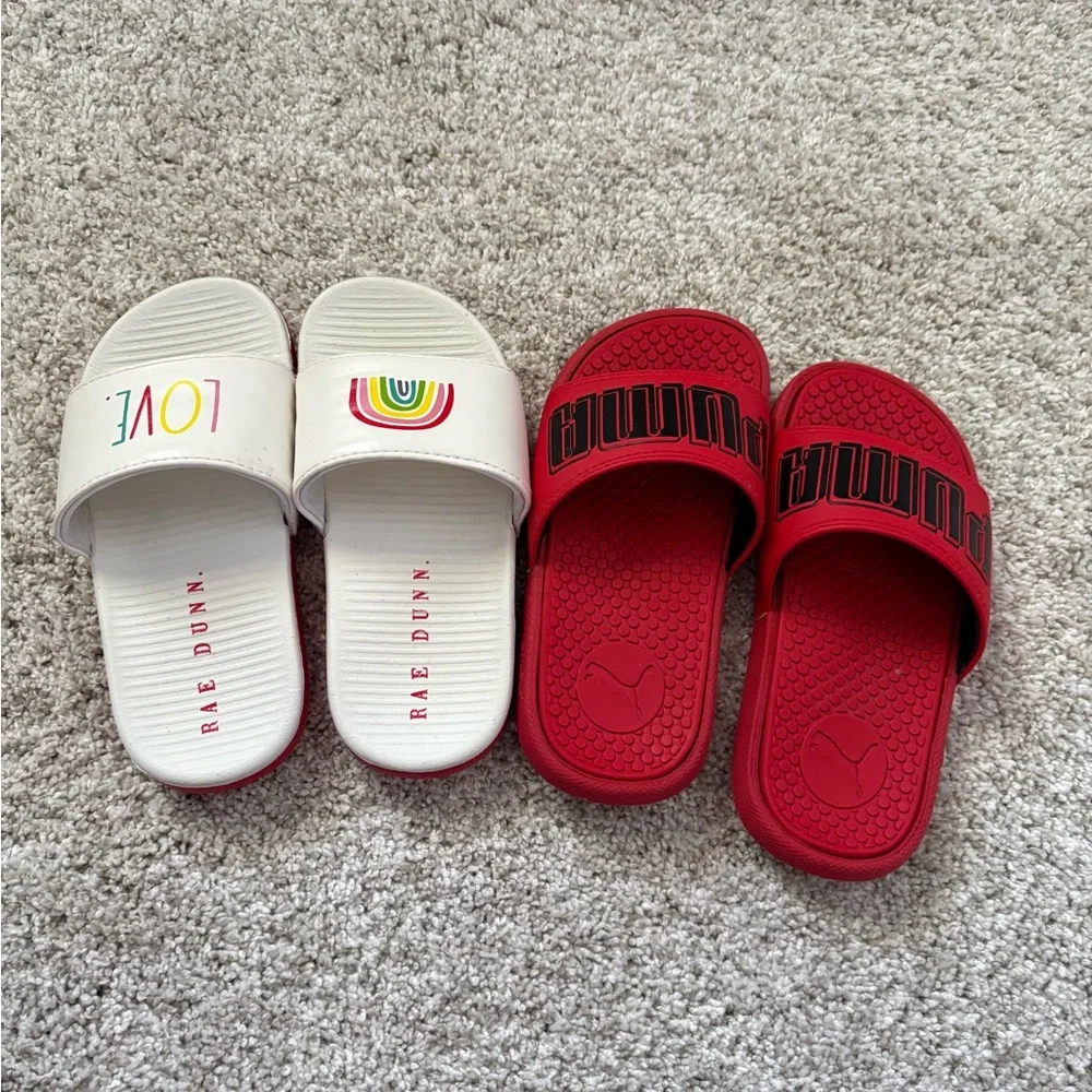 PUMA and RAE DUNN Kids' toddler boy girl Slide Sandals size 11-13 bundle 2 pairs